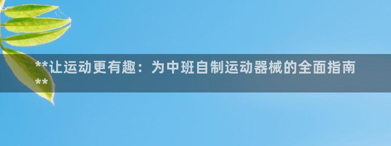 凯时登录：**让运动更有趣：为中班自制运动器械的全面